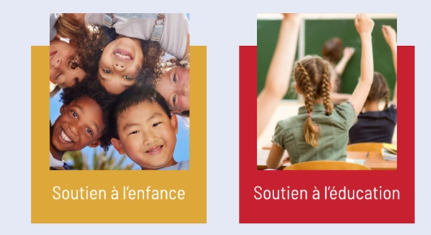 Soutien à l’enfance Soutien à l’éducation Values banners